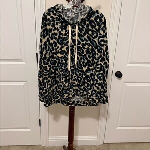 White Birch Gray Leopard Print Top with hood